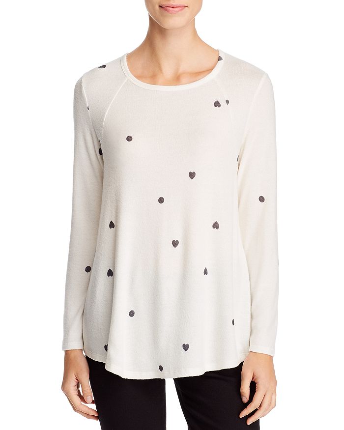 B Collection By Bobeau Kyle Cozy Printed Top In Polka Heart Sugar