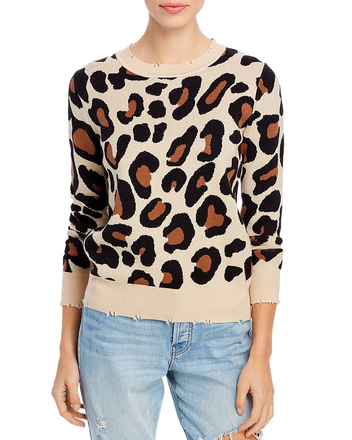 Elan Leopard Print Sweater In Leopard Brown