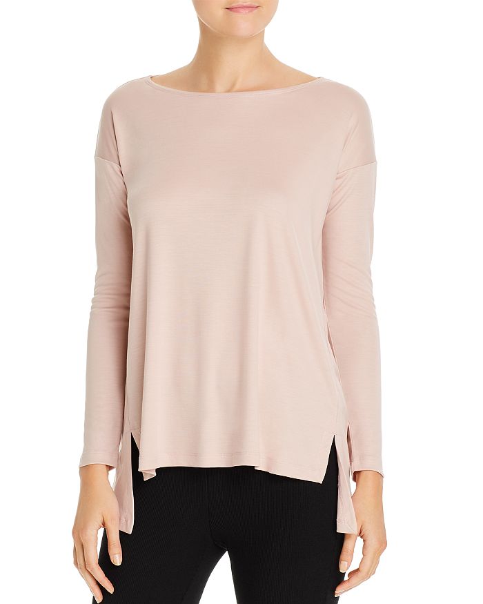 EILEEN FISHER LONG-SLEEVE HIGH/LOW TOP,R9AJO-T5232P