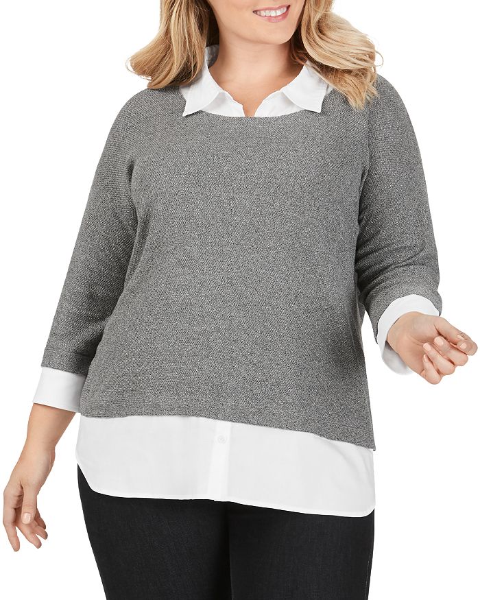 Foxcroft Plus Miles Layered-look Sweater In Black