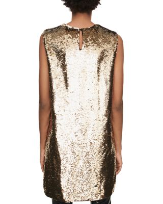slim fit dress slacks Velvet Sequin - Tone On Tone High Neck A-Line Shift Show Choir Dress