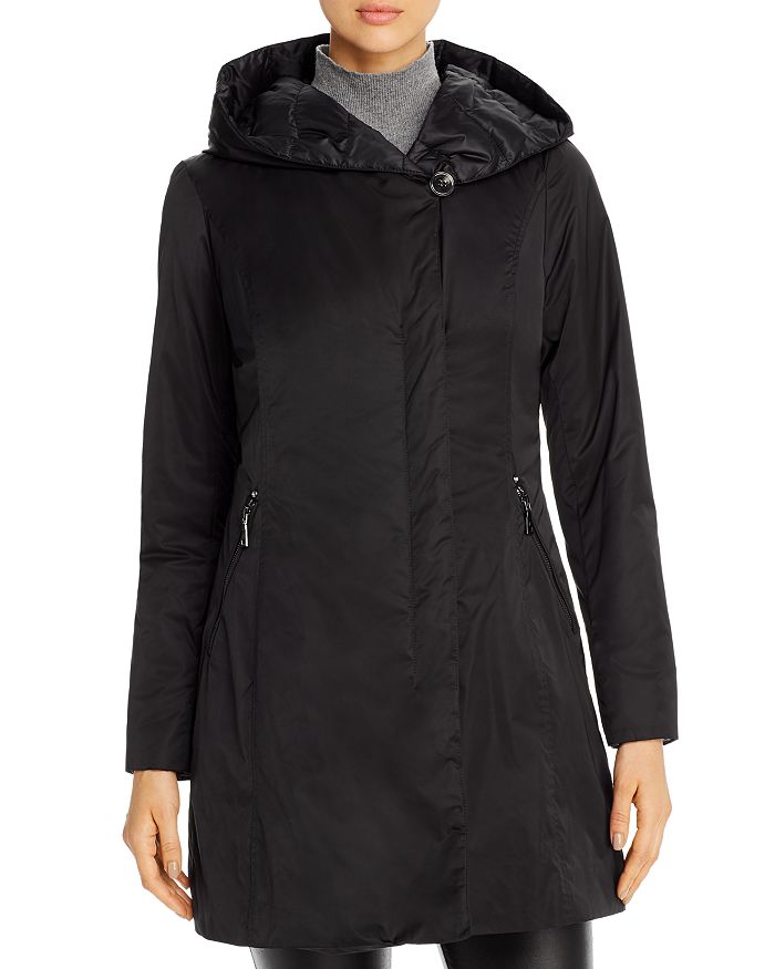 T Tahari Asymmetric Raincoat In Black