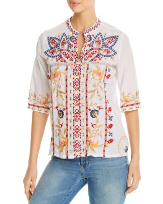 Johnny Was Salome Easy Embroidered Cotton Top | Bloomingdale's