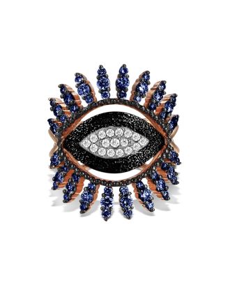 Kismet By Milka 14K Rose Gold Sapphire & Diamond 10th Eye Regina Ring ...