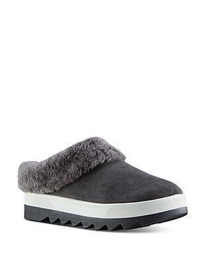 Cougar Pronya Shearling Flatform Slippers In Pewter
