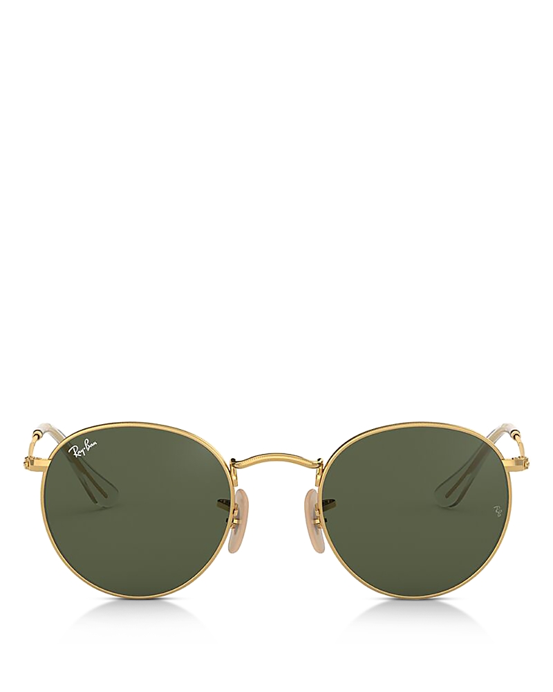 Ray Ban Round Sunglasses In Arista/crystal Green Solid