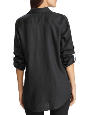 Linen Long Sleeve Collared Button Down Shirt, Regular & Petite