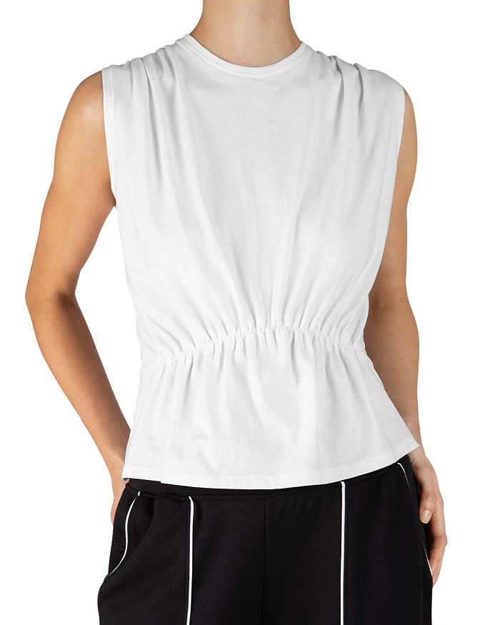 Atm Anthony Thomas Melillo Shirred Pima-cotton-stretch Tank In White