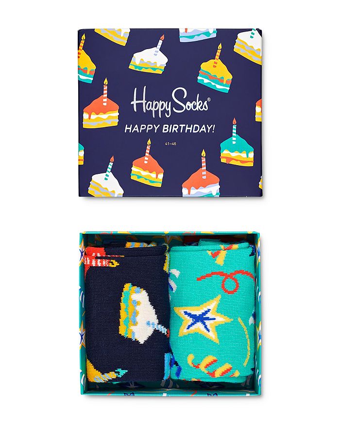 Happy Socks Happy Birthday Gift Box - Pack Of 2 In Dark Blue