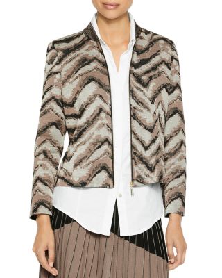 Tiger-Patterned Knit Bomber Jacket