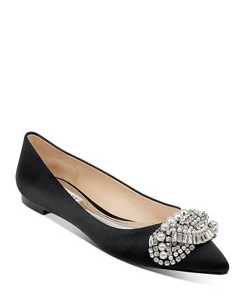 badgley mischka quinn embellished pointed toe flat