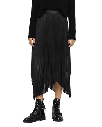 ALLSAINTS Lerin Metallic Pleated Midi Skirt | Bloomingdale's