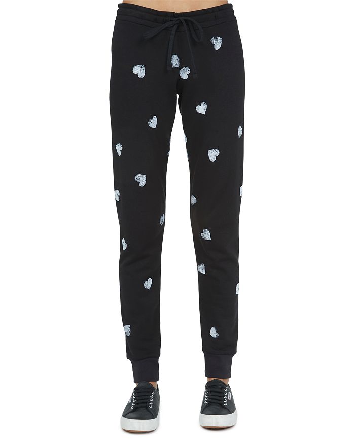 Michael Lauren Heart Print Sweatpants In Black/white