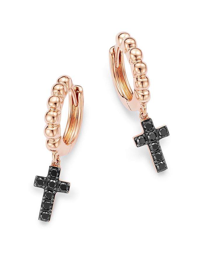 Diamond cross hoop earrings hot sale