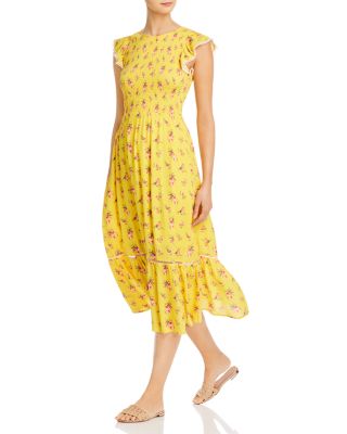 lost and wander smocked midi dress