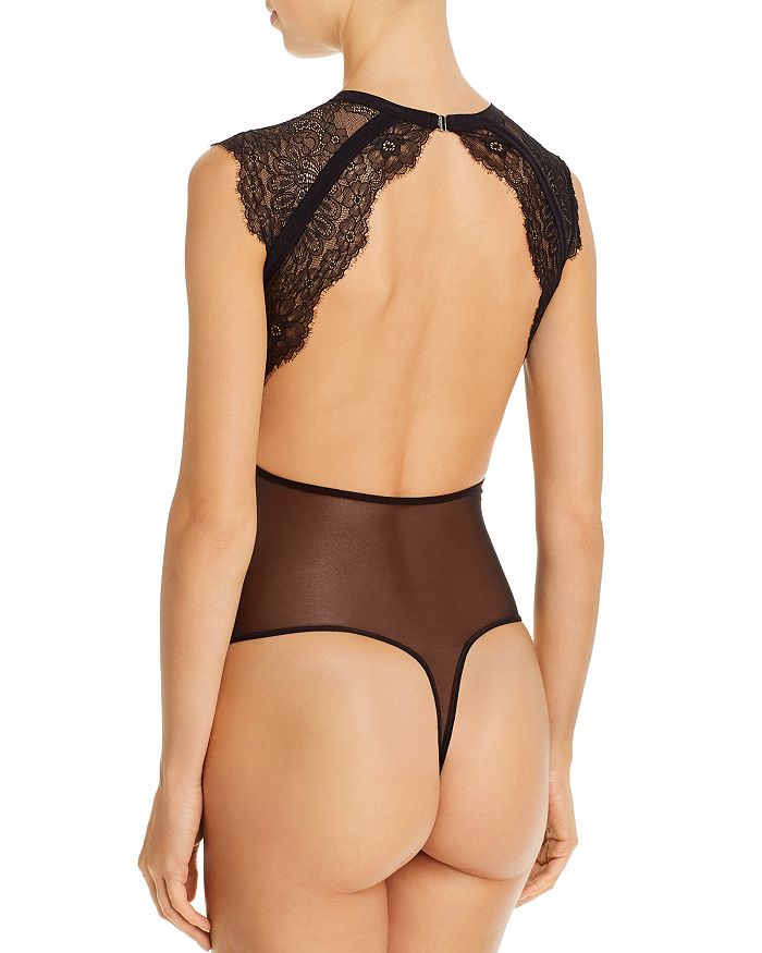 Thistle & Spire Minna Lace Thong Bodysuit In Black
