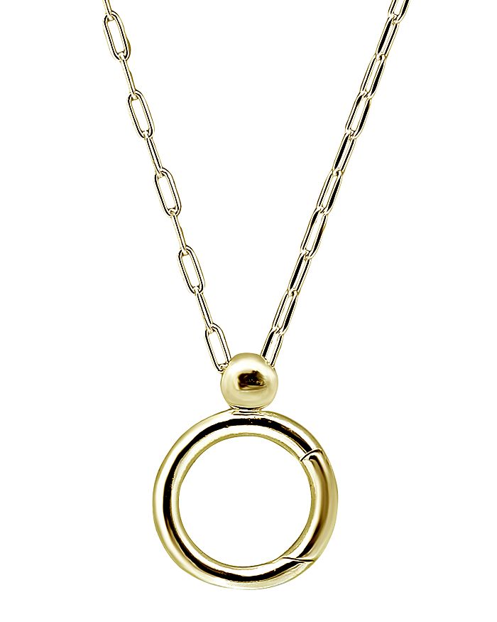 Aqua Open Circle Charm-holder Pendant Necklace In 18k Gold-plated Sterling Silver Or Sterling Silver, 32 
