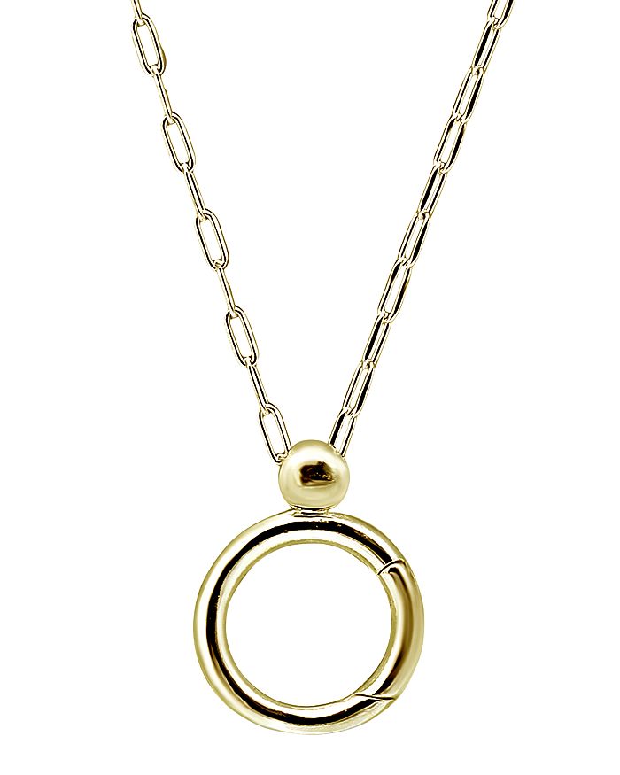 AQUA OPEN CIRCLE CHARM-HOLDER PENDANT NECKLACE IN 18K GOLD-PLATED STERLING SILVER OR STERLING SILVER, 16 ,YP7668-16KJE