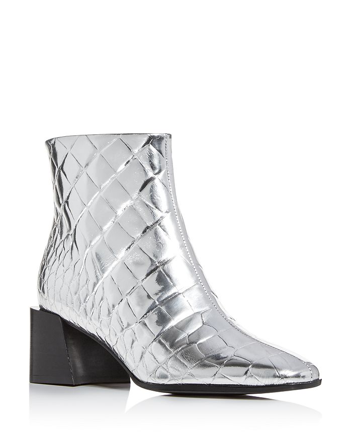 Sigerson Morrison Women's Mandel Block-heel Booties In Silver