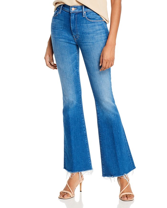 MOTHER THE WEEKENDER FRAY FLARE JEANS IN DOUBLE VISION,1535-775