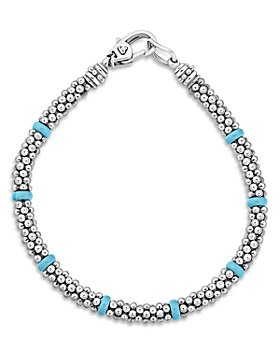 LAGOS - Sterling Silver Caviar Blue Ceramic Beaded Bracelet