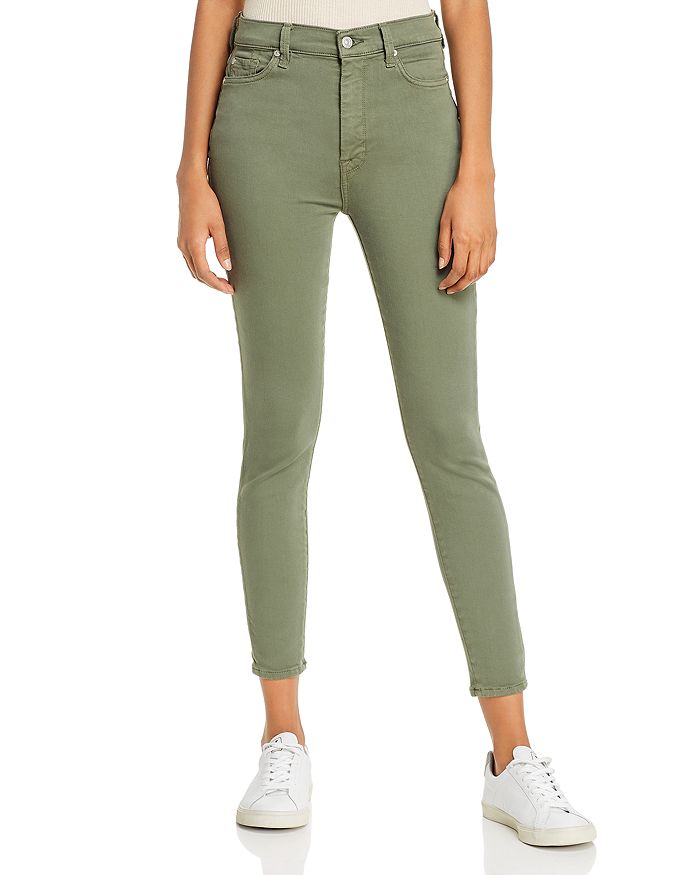 7 For All Mankind High Rise Ankle Skinny Jeans In Olive