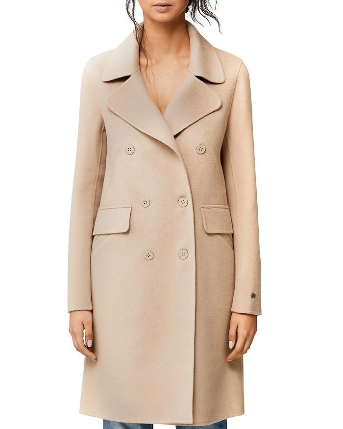 Soia & Kyo Rive Double Face Wool-blend Double-breasted Front Coat In Almond