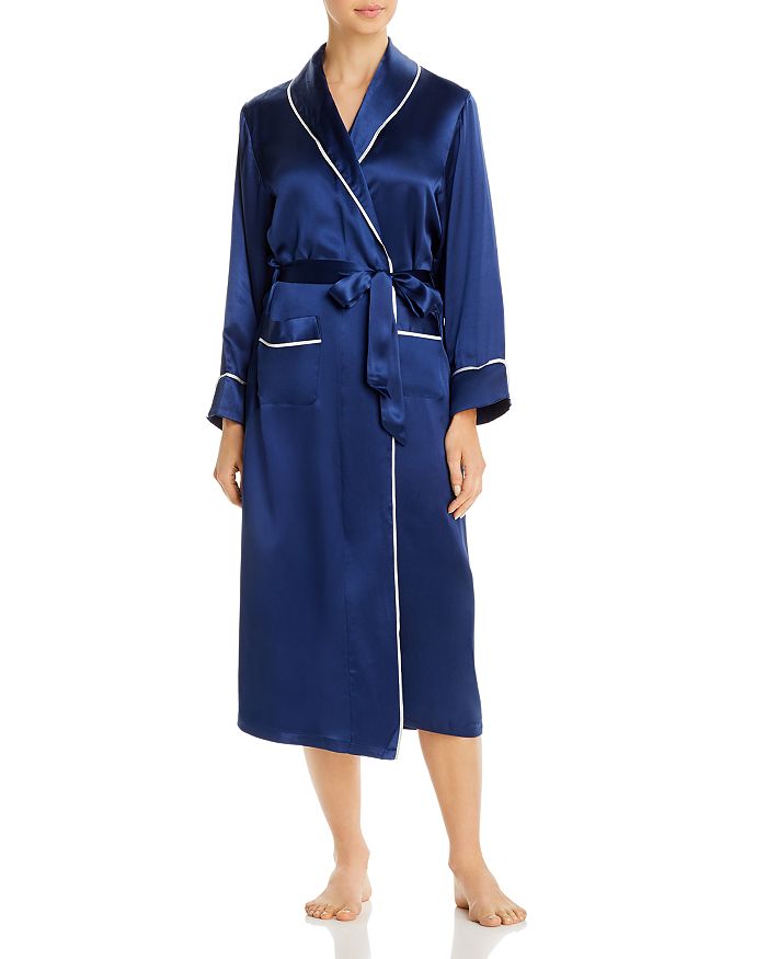 Shop Gingerlily Silk Robe - 100% Exclusive In Navy