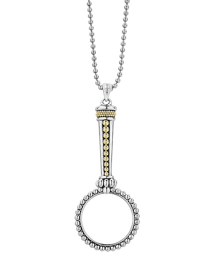 LAGOS STERLING SILVER & 18K YELLOW GOLD SIGNATURE CAVIAR PENDANT NECKLACE, 34,07-81149-B34