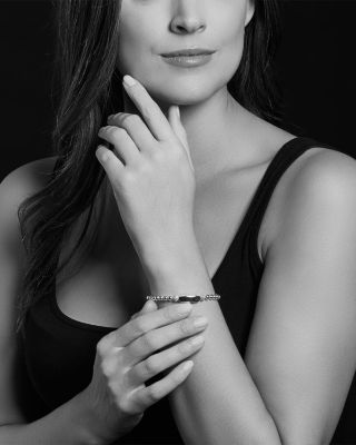 Sterling Silver Signature Caviar Love Station Bracelet