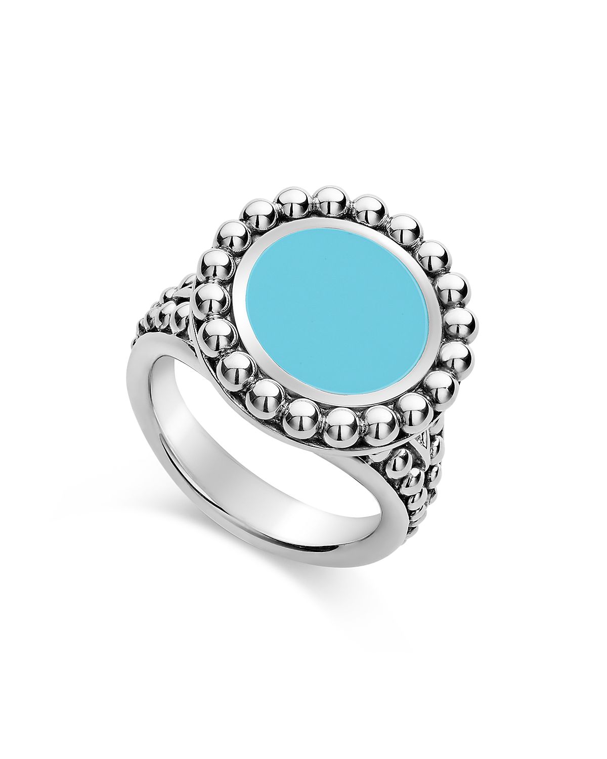 Lagos Sterling Silver Maya Blue Ceramic Ring