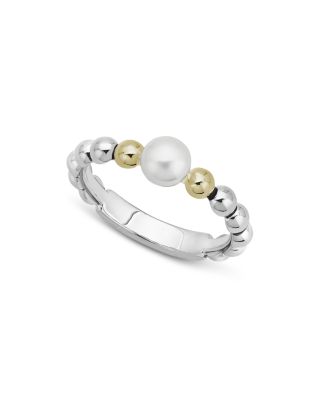 LAGOS - Sterling Silver & 18K Yellow Gold Luna Cultured Freshwater Pearl Ring