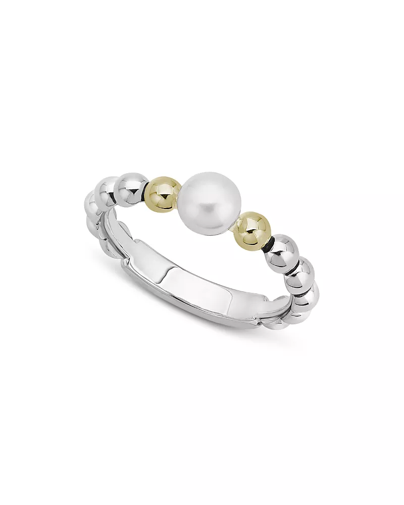Lagos Sterling Silver & 18K Yellow Gold Luna Cultured Freshwater Pearl Ring