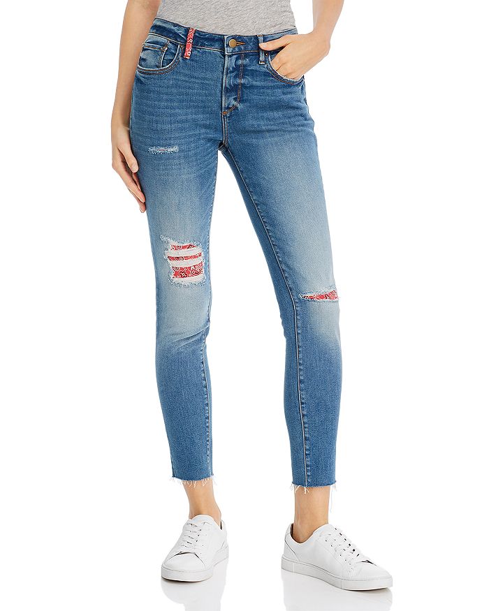 AQUA Distressed Bandana Skinny Jeans - 100% Exclusive | Bloomingdale's