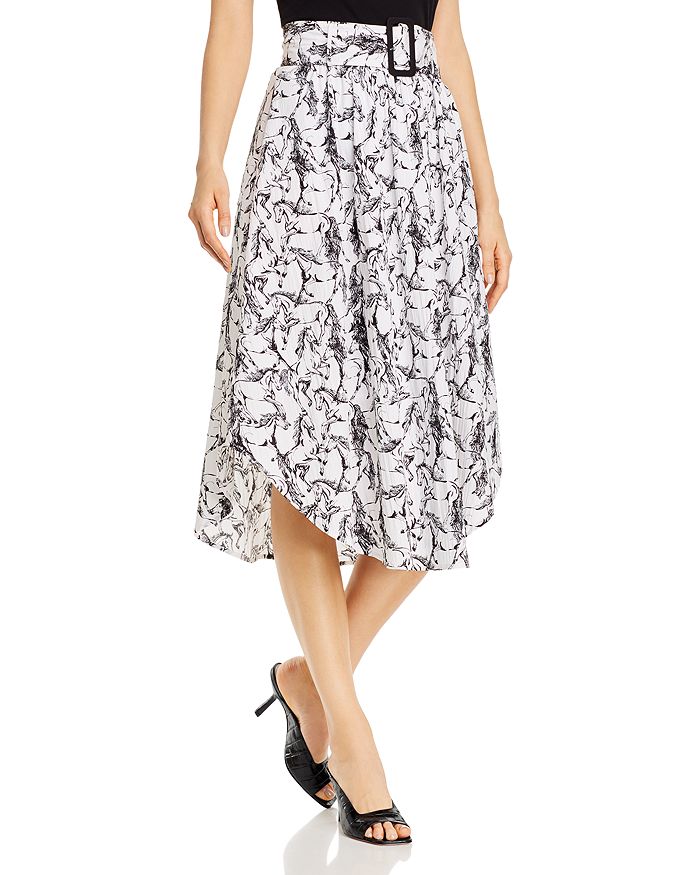 T Tahari Belted Horse Print Skirt In Shadow Horse
