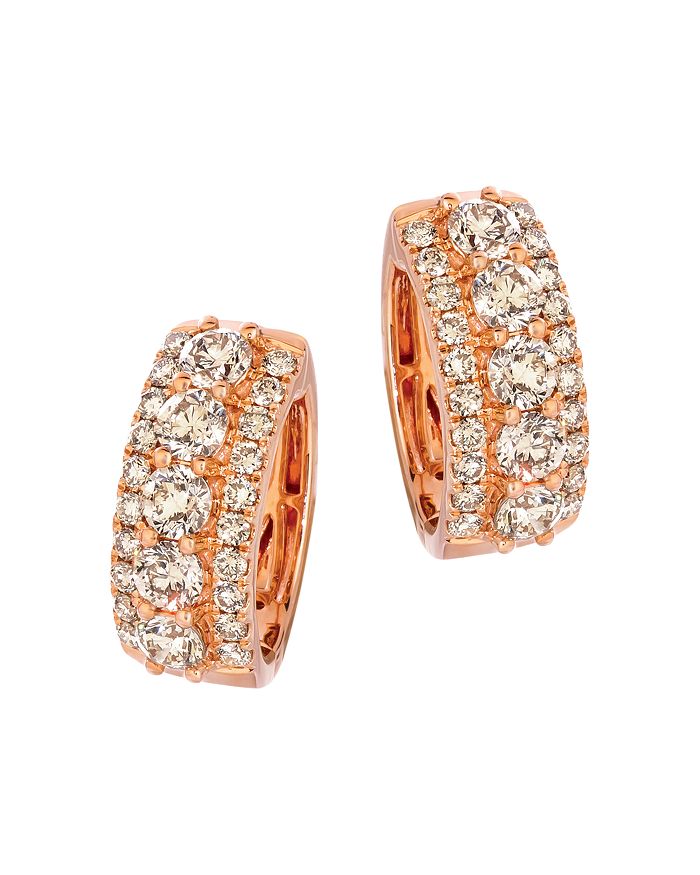 Bloomingdale's Champagne Diamond Classic Hoop Earrings In 14k Rose Gold, 3.31 Ct. T.w. - 100% Exclusive In White/rose Gold