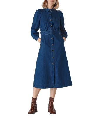 Whistles Belted Denim Midi Dress | Bloomingdale's