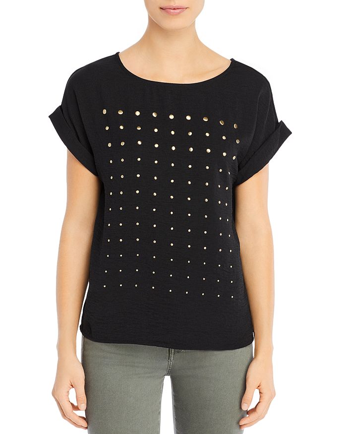 VINCE CAMUTO STUDDED SHORT-SLEEVE BLOUSE,9120030
