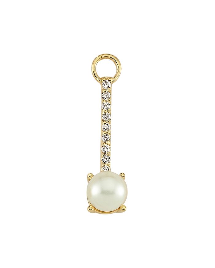 Own Your Story 14k Yellow Gold Cultured Freshwater Pearl & Diamond Earring Connector Charm In Pearl Mix/gold