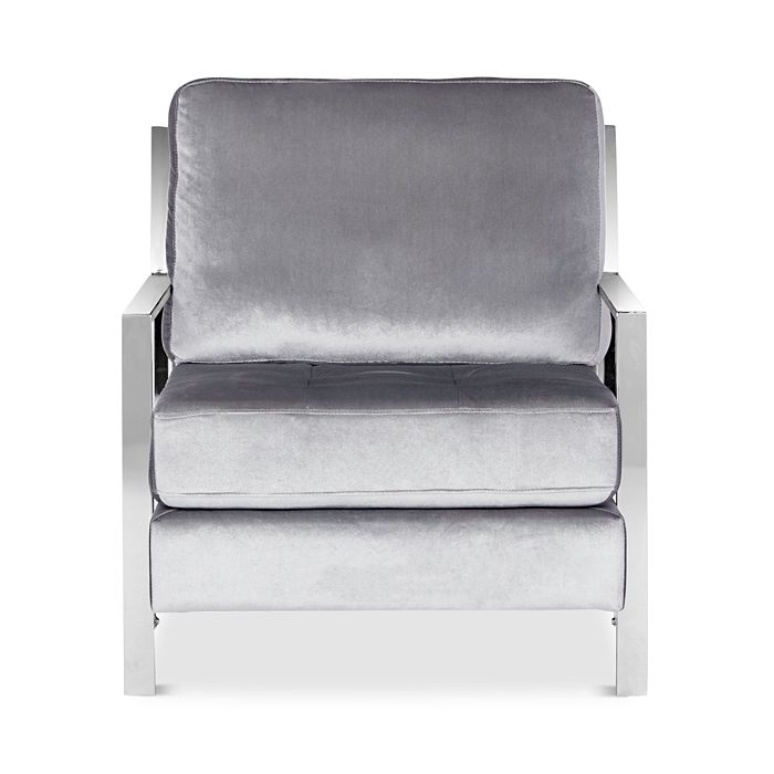 Safavieh Walden Modern Tufted Linen Chrome Accent Chair In Light Grey