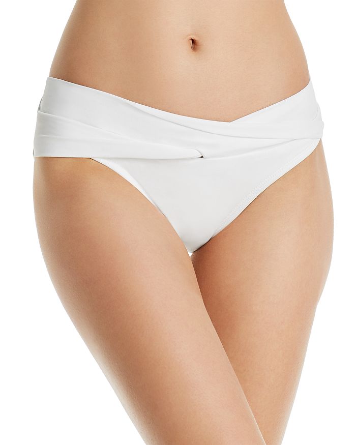Robin Piccone Ava Solid Twist-front Bikini Bottom In White