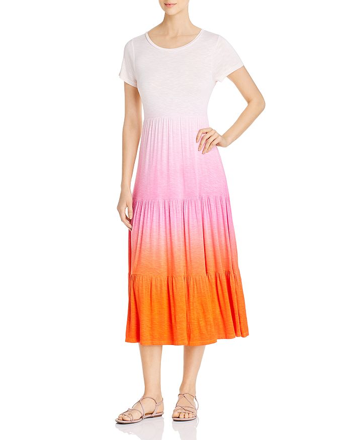Design History Dip-dyed Tiered Maxi Dress In Pink Shell Combo