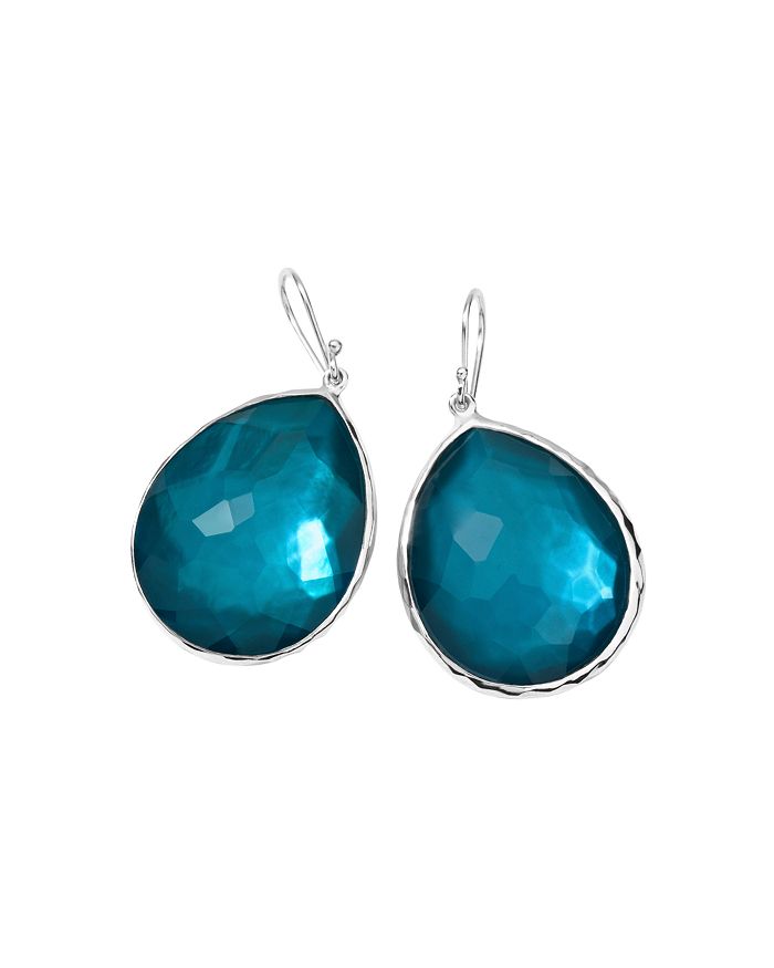 Ippolita Sterling Silver Wonderland Malibu Mother-of-pearl & Clear Quartz Doublet Drop Earrings In Blue/silver