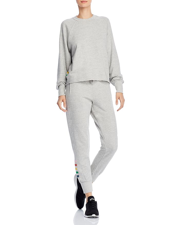 Sundry Rainbow Striped Sweatshirt Side Stripe Sweatpants