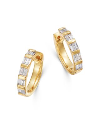 diamond baguette huggie earrings