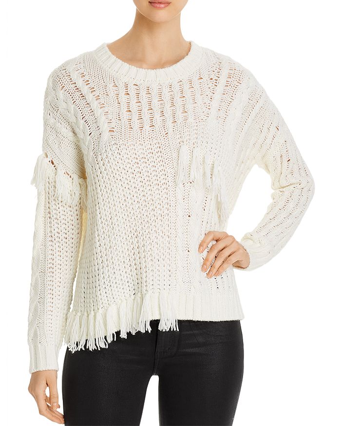 Cupcakes And Cashmere Romy Cable Knit Patchwork Sweater