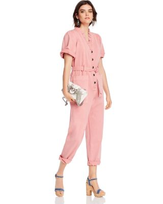 pink belted jumpsuit