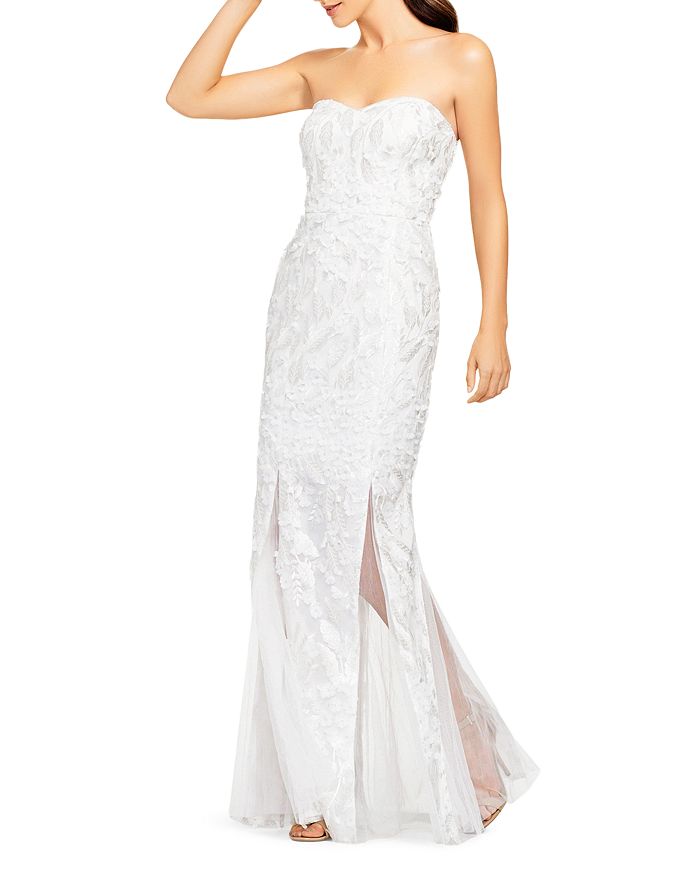 Aidan Mattox Aidan By  Embellished Strapless Gown In Ivory