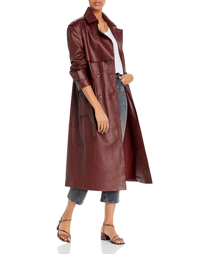 Leather trench coat Remain Birger Christensen Red size 38 FR in Leather -  35595433