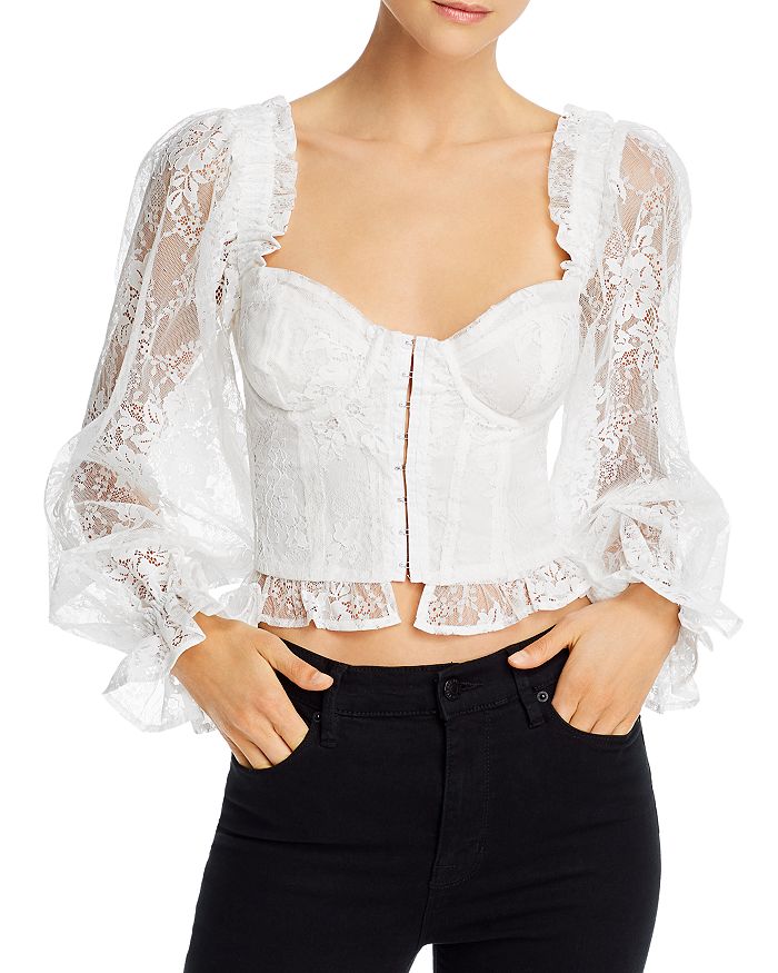 FOR LOVE & LEMONS CHEYENNE LACE BUSTIER TOP,CT1560-SP20